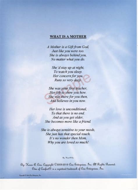 Maybe you would like to learn more about one of these? Five Stanza What Is A Mother Poem shown on | Etsy