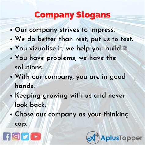 Company Slogans Unique And Catchy Company Slogans In English A Plus
