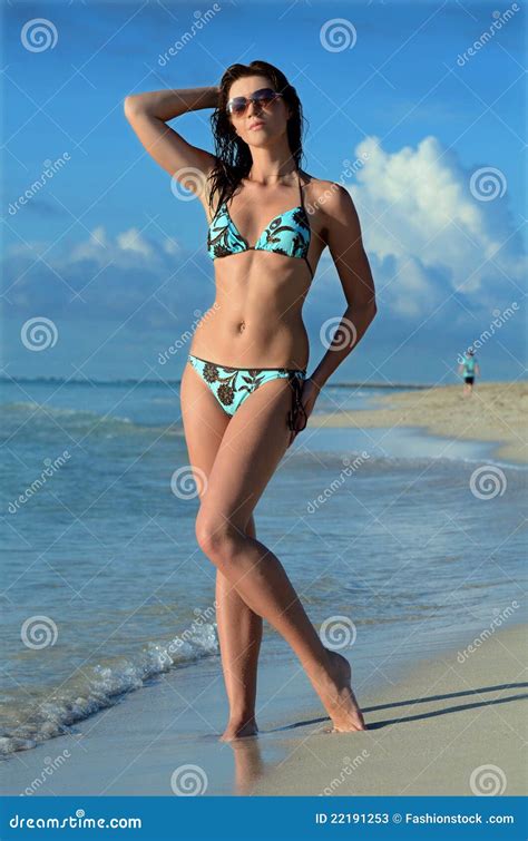 Beautiful Swimsuit Model In The Tropical Beach Stock Image Image Of Natural Form 22191253