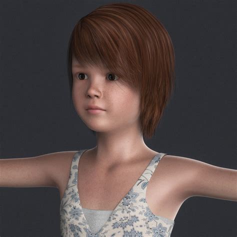 Realistic Beautiful Girl Child 3d Model