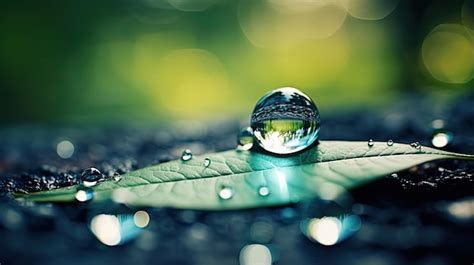 Premium Ai Image Beads Of Water On Green Leaves