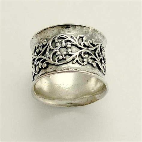 Gold And Silver Filigree Band Sterling Silver Band Oxidized Etsy In