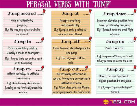 Phrasal Verbs with JUMP: Jump down, Jump off, Jump out 
