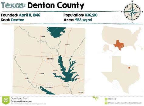 Map Of Denton County In Texas Stock Vector Illustration Of Rivers