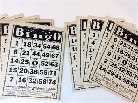 Vintage Bingo Card Random Lot Of 12 Cards Bold Black And White Etsy