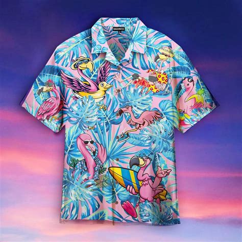 Flamingo Tropical Funny Trendy Hawaiian Shirt Trendy Aloha