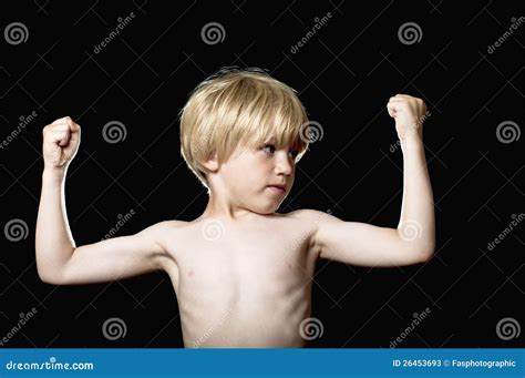 Strong Boy Flexing Muscles