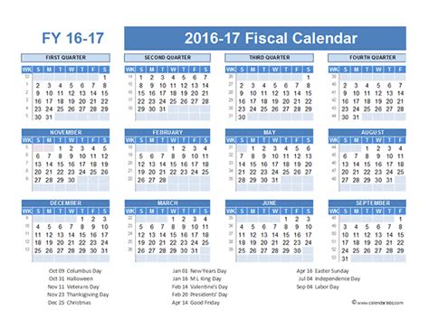 2016 Fiscal Year Calendar Usa 07 Free Printable Templates