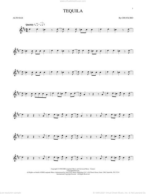 Tequila Sheet Music For Alto Saxophone Solo Pdf Interactive
