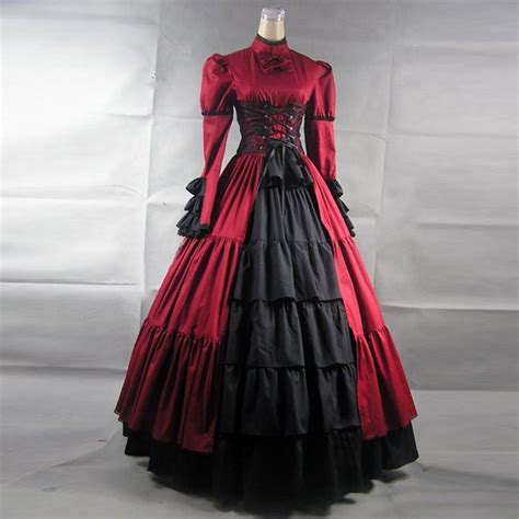 18th Century Gothic Victorian Period Party Dress Autumn Long Sleeve