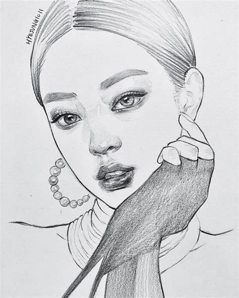 Pencil ️ Sketch Portrait Of Jennierubyjane Drawn By Hyejung1011