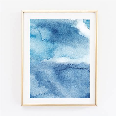 Abstract Blue Watercolor Print For Instant Download Large Etsy