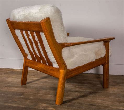 Pair Of Sheepskin Covered Lounge Chairs By Glostrup At 1stdibs