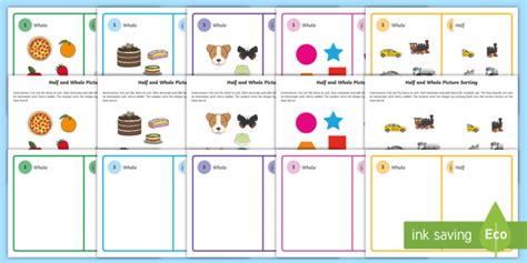 Workstation Pack Half And Whole Picture Sorting Activity Pack