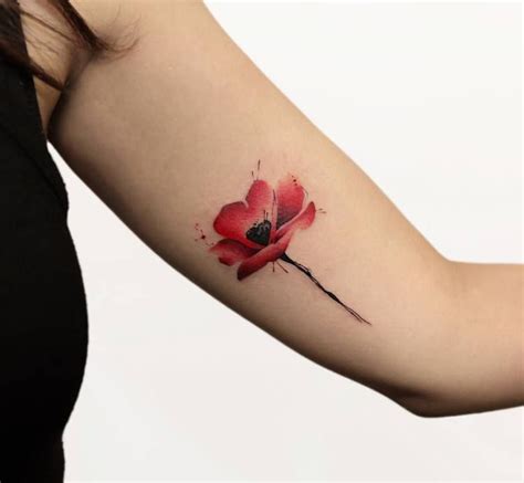 Red Poppy Tattoo Poppy Flower Tattoo Poppies Tattoo Floral Tattoo