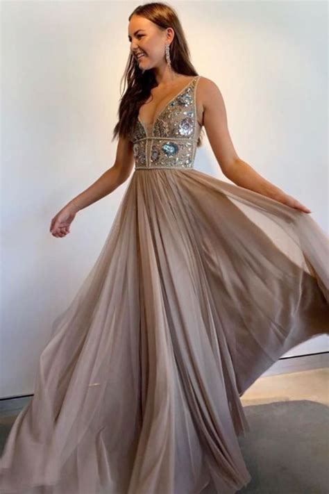 Gorgeous Beaded Champagne Long Prom Dress From Dreamdressy Prom
