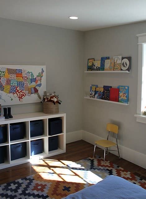 When you think of decorating playroom walls, you likely picture bright colors. playroom wall color - light grey? | Playroom Ideas | Pinterest