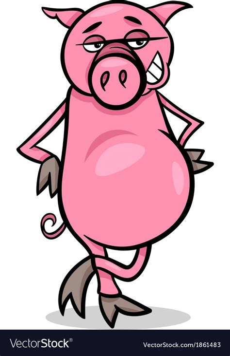 Funny Pig Cartoon Royalty Free Vector Image Vectorstock