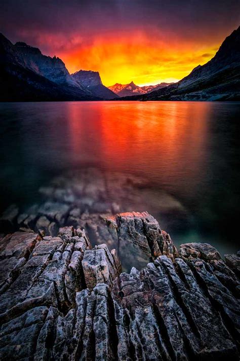 Sunset On St Mary Lake Glacier National Park Sunset On S Flickr