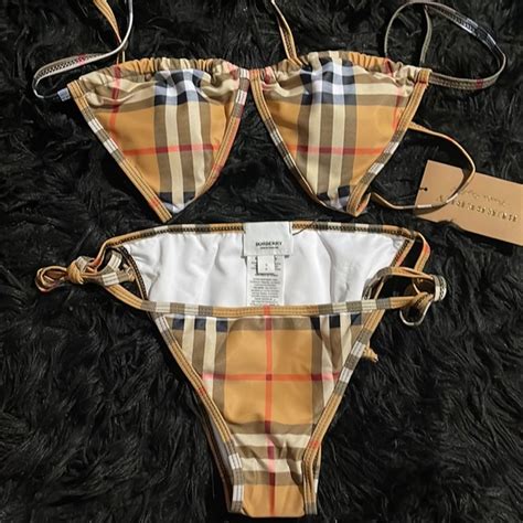 Burberry Swim Burberry Vintage Check Stretch Nylon Triangle Bikini