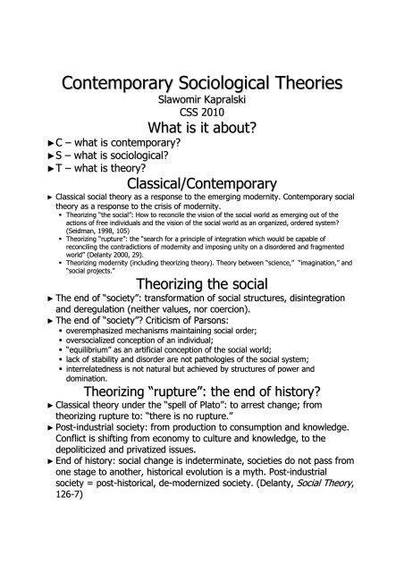 contemporary sociological theories