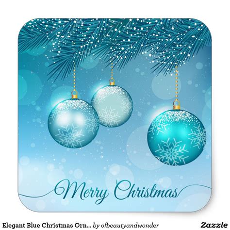 Elegant Blue Christmas Ornaments Sticker Seal Merry