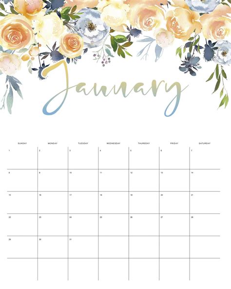 Free Printable 2023 Floral Drop Calendar The Cottage Market