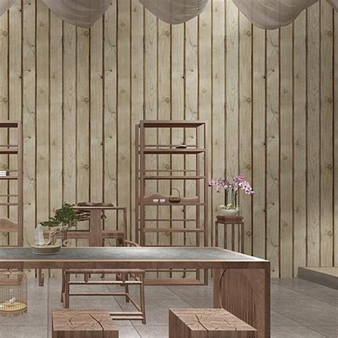 Beibehang Chinese Imitation Wood Grain Wallpaper Wood Texture Living