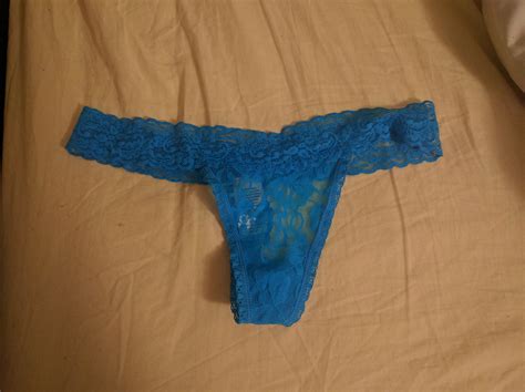 Custom Worn Cummy Blue Lace Thong Super Soft Scented Pansy