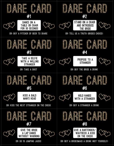 Bachelorette Party Gold Dare Cards Game Etsy Bachelorette Party Dares Fun Bachelorette