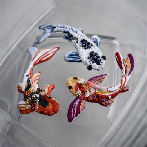 Koi Fish Embroidery Brooch Crafts