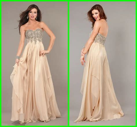 Hot Sale Sweetheart Applique Beaded Champagne Colored Prom Dresses