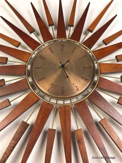 1960s Seth Thomas Starburst Wall Clock With Walnut Spikes Please