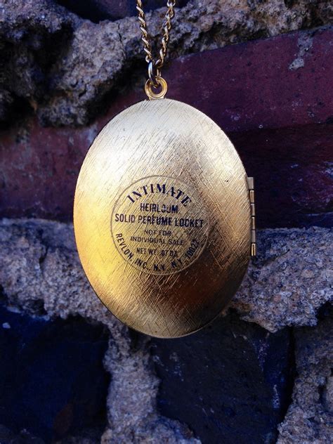 Vintage Perfume Locket Brass Necklace Heirloom Solid Revlon Etsy