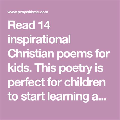 Read 14 Inspirational Christian Poems For Kids This Poetry Is Perfect