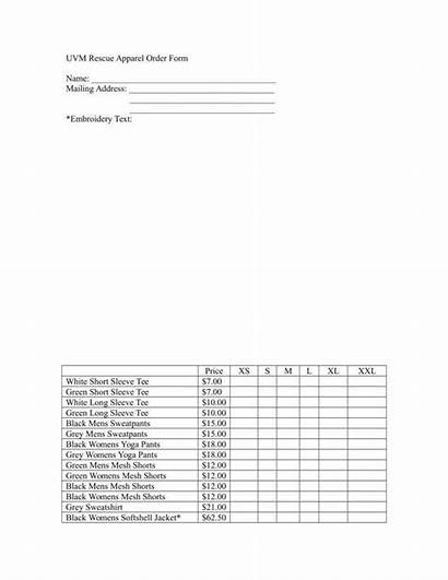Order Template Form Apparel Fundraiser Templates Forms