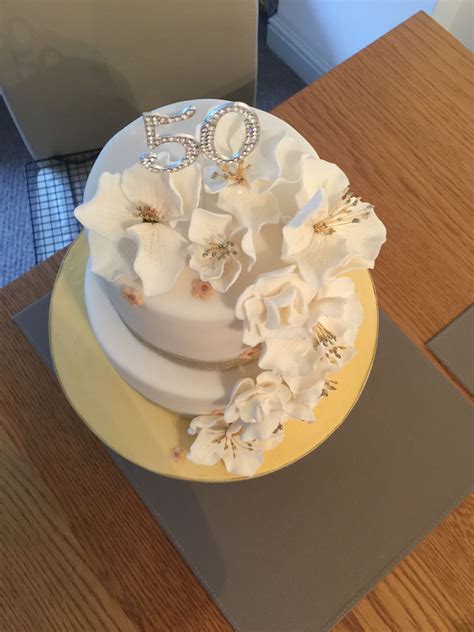 50th Birthday Cake With Fondant Flowers