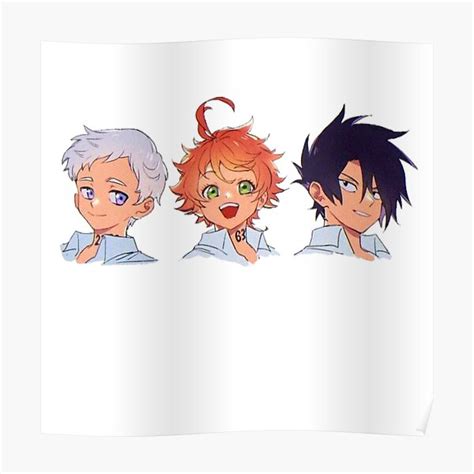the promised neverland cute emma ray et norman poster for sale by shindouart redbubble