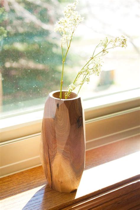 Small Walnut Geometric Wooden Vase Flower Vase Bud Vase