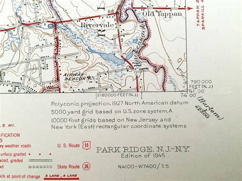 Antique Park Ridge New Jersey 1945 Us Geological Survey Map Etsy