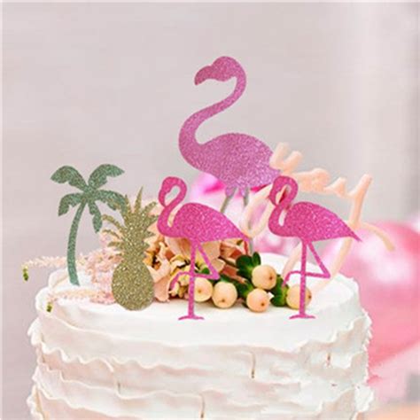 25pcs hawaii theme cake topper flamingo cactus hibiscus pineapple picks cupcake toppers decor