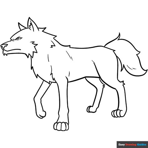 Anime Wolf Coloring Page Easy Drawing Guides