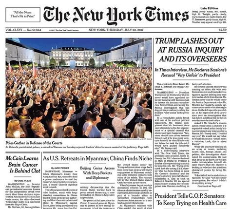 Polska Na Okładce „the New York Times Amerykański Dziennik Zamieścił