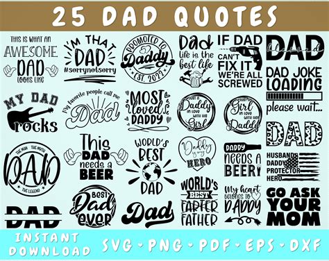 Dad Quotes Svg Bundle 25 Designs Dad Sayings Svg Father Svg By