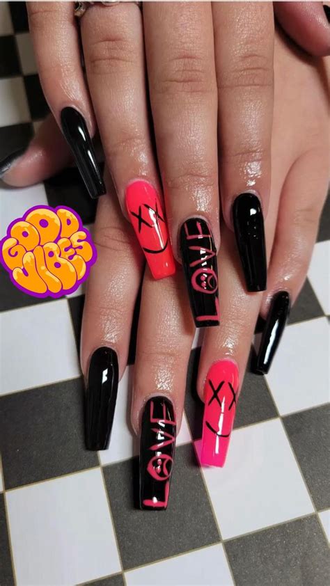 LIL PEEP NAILS In Punk Nails Halloween Acrylic Nails Red