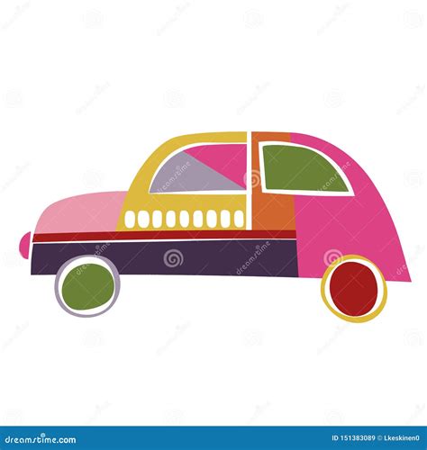 Colorful Car Isolated On White Background Stock Vector Illustration