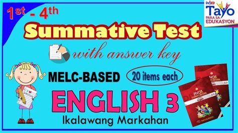 Summative Test No 1 4 In English 3 Quarter 2 With Answer Key YouTube