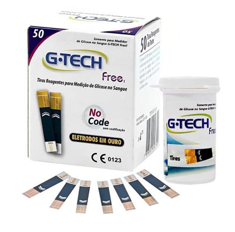 Tiras De Teste Glicemia G Tech Free1 Fita Glicose 50 Unidades Gtech