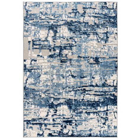 Industrial Lodge Home Heston Abstract Navywhiteblue Indoor Outdoor