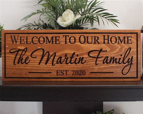 Welcome sign wood-personalized front door welcome sign-welcome to our home sign-welcome sign for ...